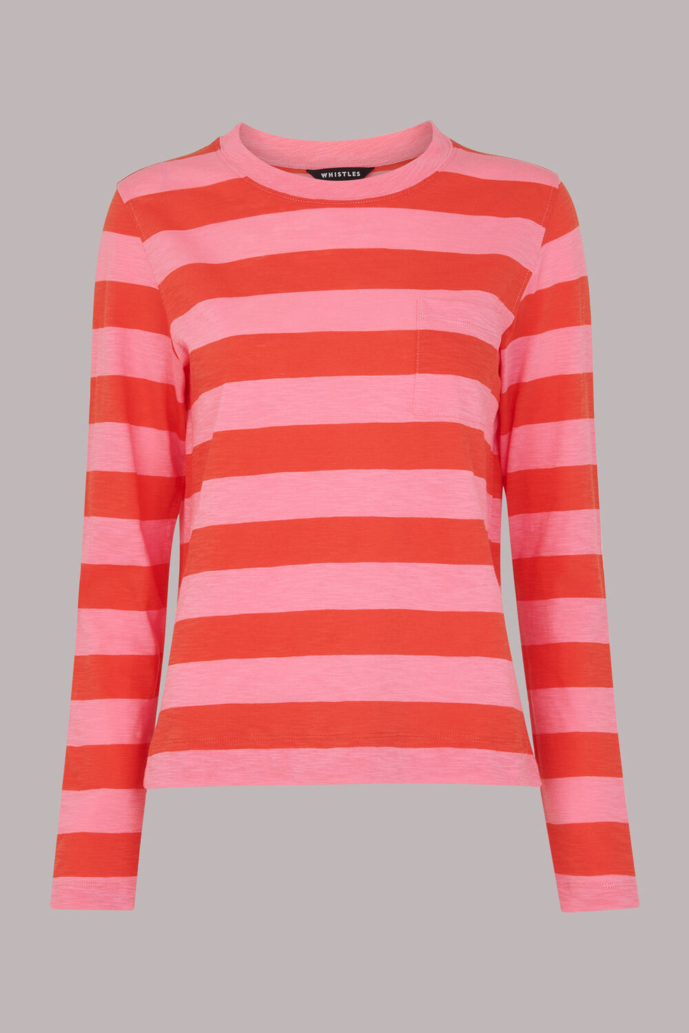 Crew Neck Stripe Pocket Top